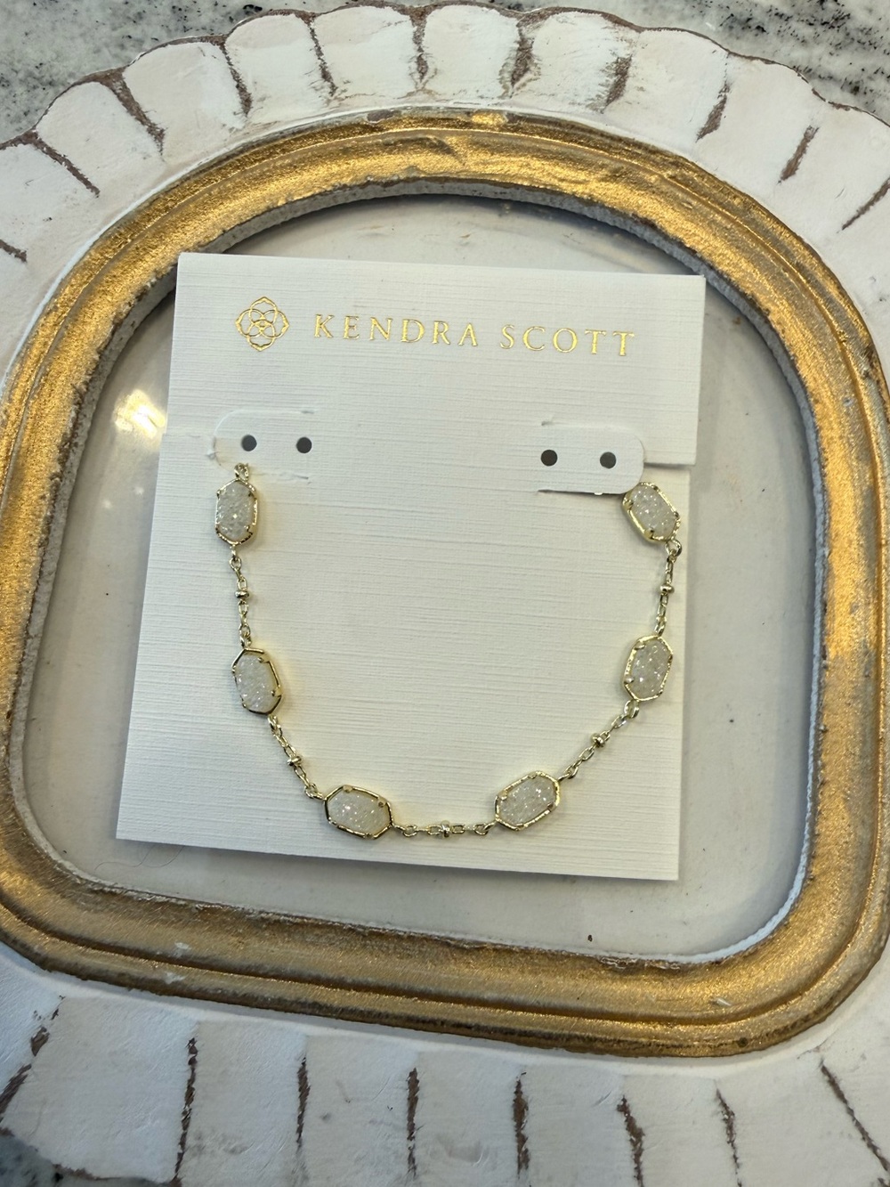 Kendra Scott Emilie Gold Chain Bracelet in Iridescent Drusy
